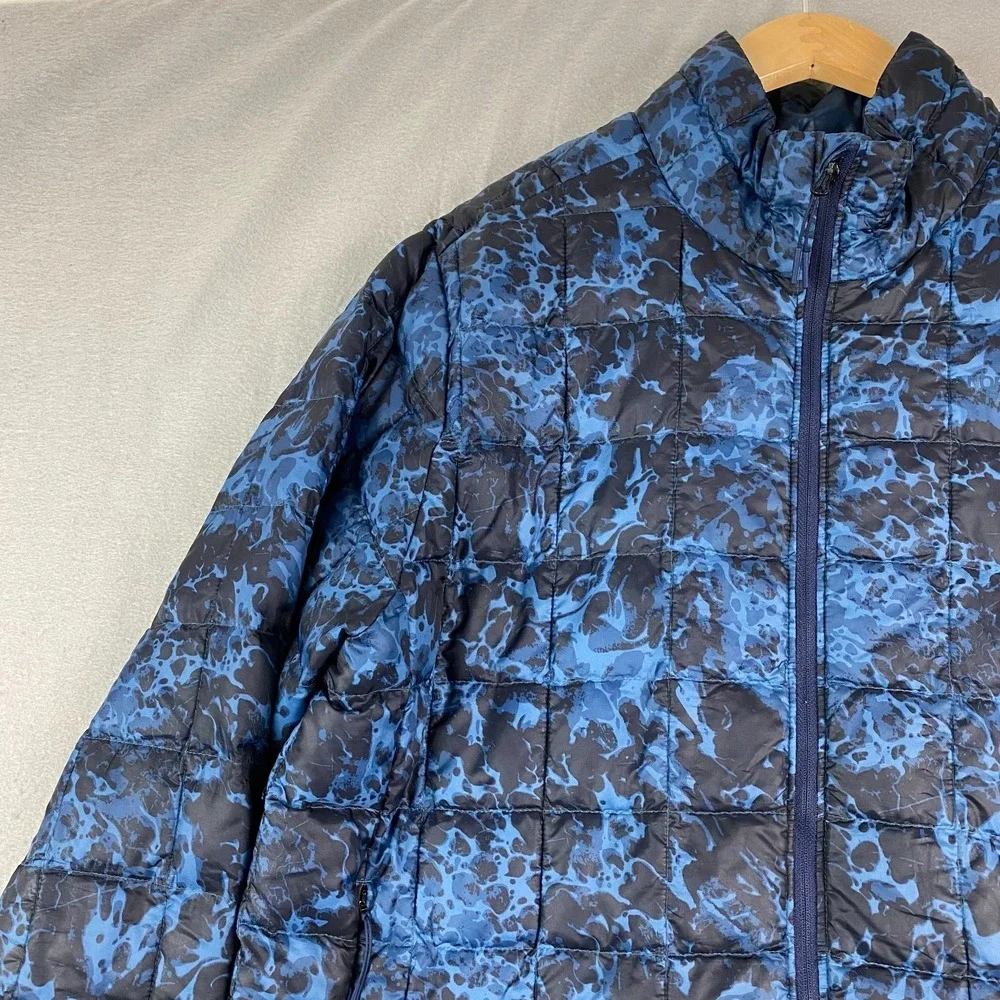 The North Face Mens Thermoball Puffer Jacket Large Blue Camo